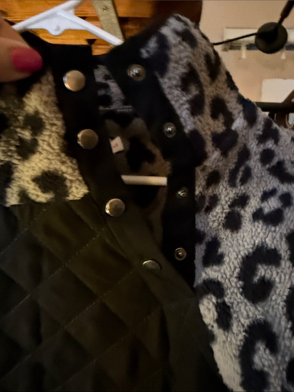Pink Lily Black & Gray Leopard Teddy Pullover Jacket - Picture 2 of 7